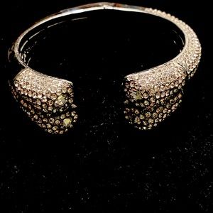 Joan Boyce Pave Crystal and Black Enamel cuff bracelet